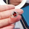 Cluster Rings Elegant Garnet Silver Ring For Party 6mm 8mm VVS Grade Natural Solid 925 Jewelry