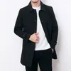 Men's Trench Coats Spring And Autumn Long Windbreaker Windproof Casual Loose Design Solid Color Fashion Korean Jacket