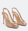 Sandale de mariage Lampe en cristal décoration plate-forme pompe PVC gros talons bloc chaussures à bout ouvert peep orteils Slingbacks jolies chaussures de soirée chaussures pour femmes Aquazzuras-