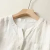 Women's Blouses Summer Fashion Woman Blouse 2023 Solid Color V-neck Cropped Sleeve Casual Button Shirts And For Women Open Front