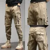 Calças masculinas carga casual para homens corredores techwear vários bolsos trabalho ginásio exército militar tático roupas esportivas ao ar livre