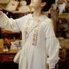 Vestidos casuais vestido de manga comprida bordado design a linha doce flor vintage estilo coreano moda all-match clássico meados de bezerro primavera concurso