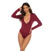 Women's Jumpsuits Rompers Women Bodysuits Sexy tights Skinny V-Neck Long Sleeve Button Sexy Romper Women Autumn Winter Bodysuit Jumpsuit 230331