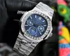Top PP Watch 5740 TW Factory Maker Montre mécanique automatique pour homme 40 mm 904L Saphir étanche Cal.240 Mouvement Glow Silver Bracelet Set Montre-bracelet en diamant-2