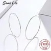 Hoop Huggie SOMILIA Platinum Big Hoop Boucles d'oreilles pour femmes 925 Bijoux en argent sterling Femme Mode Femmes Boucles d'oreilles 10-90mm pour cadeau 230403