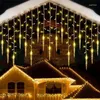 Strings Christmas Lighting LED Icicle Fairy Curtain Light 3-20M Waterfall House Year Halloween Garden Terrace Decoration