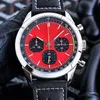 Breitling Watches Quartz Movement 43mm Round Bezel Fashion Wristwatches Leather de Luxe Watch for Menhigh Quality Shop Original