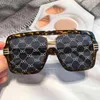 Sunglasses New Luxury Brand One Piece Square for Women Vintage Oversized Print Lens Sunglasses Men Hip Hop Eyewear Black