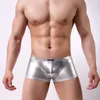 Underpants kwan.z pugile uomini imitazione in pelle biancheria da maschio cueca luccicante boxerhorts calzoncillos hombre