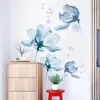 Naklejki ścienne duże 3D Blue Flower Butterfly salon Wedding Sypialnia dekoracja winylowa tapeta