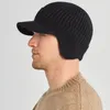 Bérets Hommes Hiver Tricoté Oreille Protection Cap Think Laine Bonnets Bonnet Snapback Chapeau À Bord Court En Plein Air Cyclisme En Peluche Garder Au Chaud Chapeaux