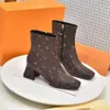 Designer Boots SHAKE Ankle Boots Women Shoes Boot Genuine Leather Elegant Twist Booties Chunky High Heels Printed Mid Heel 5.5cm Boot 03