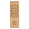 4mm Natural Cork TPE Printed Yoga Mat Non-slip Esterilla Yoga Sweat-absorbing Home Fitness Pad Gymnastics Pilates Mats With Bag