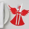 Учебная посуда наборы 4 ПК, посуда, рождественская Ангел в форме столовых столовых, вилка крышка серебристого серебра Рождественские украшения для столовой вечеринка