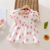 Fille Robes Fraise Robe Pour Tout-Petits Filles À Manches Courtes Imprime Princesse Danse Fête 0-3Y Infantile Bébé Vêtements D'été