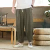 Men's Pants Mens Cotton And Linen Solid Color Casual Japanese Sports Slim Feet H House Power Glitter Foam