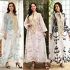 Roupas étnicas Vestidos Elegantes para Mulheres Branco Eid Abaya Jalabiyat Ramadan 2023 Roupas de Verão Muçulmano Árabe Feminino Robe Plus Size Saia