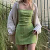 Abiti casual Donna Abito Lolita sexy Abito estivo con cinturino per spaghetti senza maniche aderente Mini tinta unita verde stile Preppy Vestido Feminino