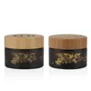 Storage Bottles 30ml Frosted Eco-friendly Cosmetics Containers Packaging Cosmetic Body Cream 30g Amber Glass Jar With Bamboo Wood Lid Skin