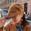 Berets Fashion Corduroy Newsboy Cs Autumn Winter Beret Horn Retro Peaked C Forward Hat for Men Women Peaky Blinder Cs BeretsL231103