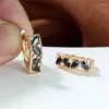 Backs Earrings Trendy Aqua Blue Black Cubic Zirconia Marquise Cut Clip For Women Gold Plated Rectangle Wedding