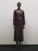 معاطف الخندق النسائية ماساميدوتي على الطراز الصيني معطف طويل من الجلد معطف طويل
