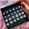 Stud 17KM Vintage Cubic Zirconia Round Stud Earrings Set For Women Silver Color Crystal Rhinestone Bow Earrings Brinco Jewelry 231102