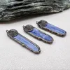 Colares Pingente 10 PCS Bronze Banhado Áspero Natural Kyanite Pedra Azul Colar Vintage Triple Moon Godness Jóias MY230578