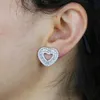 Stud 2023 5A Cubic Zirconia High Quality Girl Women Jewelry Sparking Bling Ice Heart Shaped Earring For Girlfriend 231102