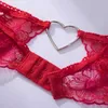 Ensemble sexy Amour Rouge Lingerie Soutien-gorge et culotte sexy Ensemble 3 pièces Luxe Dentelle Fantaisie Sous-vêtements Tongs Jarretières Érotique Intime 230808