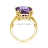 Кольца симуляционное натуральное кольцо аметиста для женщин драгоценные камни 14K золото блестящие настоящие 925 стерлингов стерлинго