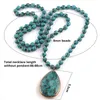 Chokers Fashion Bohemian Jewelry Natural Stone Knotted Stone Matching Drop Pendant Necklaces Women Beaded Necklace 230403
