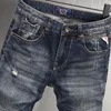 Men's Jeans Fashion Designer Men High Quality Retro Black Blue Elastic Stretch Slim Fit Ripped Italian Vintage Denim Pants