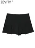 Shorts pour femmes ZEVITY femmes taille haute plis larges conception jupes minces femme côté fermeture éclair Culottes Chic pantalone Cortos P2576 230403