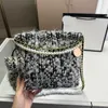 Hobo Bag CC Bags Designer Mulher Bolsas Crossbody Sacos Mulheres Luxo Pearl Chain Tote Textura Pano De Lã Fluffy Bolsa Pequena Bolsa 231015