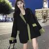 女性のスーツ2023デザイン韓国スタイルの甘くてクールな長袖ブレザーベルトルーズフィットミディアムレングスの女性用の小さなスーツ