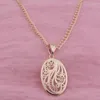 Pendentif Colliers FJ Femmes Filles 585 Rose Gold Couleur Ovale Rond Tissage Patterend Fleurs Collier Chaînes