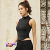 Chemises actives Gilet de sport d'été Vêtements de fitness Fermeture éclair Séchage rapide Respirant Absorbant la transpiration Veste de course sans manches Yoga Femme Gym