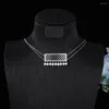 Choker Top Pearl Square Pendant Double Chain Cubic Zirconia For Women Wedding Evening Party Dinner Necklace Dubai Jewelry Gifts N157