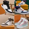 2023-Designer Luxury brand shoes Casual sneakers Mens Womens High Top Shoes Luxury calfskin boots Splicing multicolor rainbow trainers EU36-45