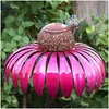 Decoraciones de jardín Botella de alimentador de pájaros en forma de flor con soporte Decoración al aire libre Sensación Contenedor rosa Accesorio Dhqgc