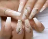 False Nails 24PcsSet Nude Gradient Fake Gold Foil Glue Type Removable Long Paragraph Fashion Manicure Fully Covered Nail Decorati2623582