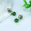 Dangle Earrings Natural Green Jades Ball 925 Sterling Silver Zircon Jewelry Women Women Association for Girlfriend Mom Gifts