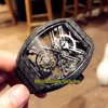 Topkwaliteit NIEUWE SARATOGE VANGUARD SKELETON V 45 T SQT CARBONE Real Tourbillon Automatisch herenhorloge Carbon Fiber Case Skeleton Spor153z