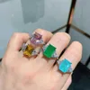 KNRIQUEN 8 12 MM Paraiba Toermalijn Topaas Emerald Quartz Edelsteen Ringen voor Vrouwen 925 Sterling Zilveren Trouwringen Fijne Sieraden Y0241n