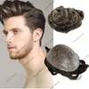 Attaccatura dei capelli naturale Toupet Durbale Full Skin Pu Parrucca 100% capelli umani Uomini Toupee Parrucchino Unità di sostituzione maschile sottile Protesi capillare