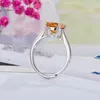 Cluster Rings Simple 925 Silver Crystal Ring For Daily Wear 2ct 8mm VVS Grade Citrine Sterling Jewelry