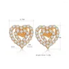 Stud -oorbellen houden van Annie Gold Color Hollow Out Heart Cute For Women Zirkon Earring Girl Cadeau