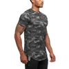 Herr t-skjortor män kort ärm t-shirt kamouflage polyester snabb torr skjorta tee för träning jogger bodybuilder t-shirt
