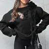 女性のパーカー女性バタフライスウェットシャツ春秋の服ロングスリーブ3DロゼットラッフルプルオーバーティーY2Kストリートウェア